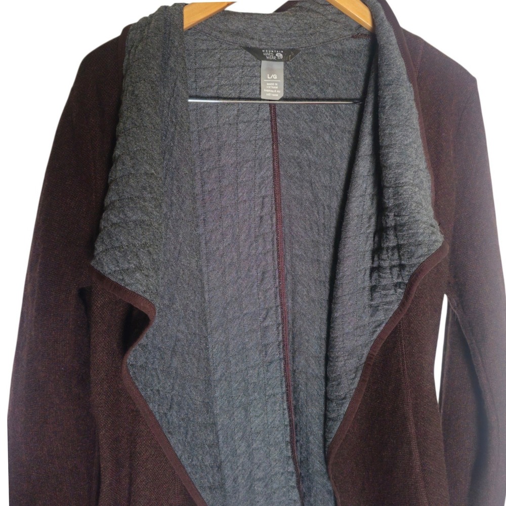 Mountain Hardware Sarafin Wrap Sweater Cardigan Brown/Gray Sz L Quilted Granola - Picture 3 of 14